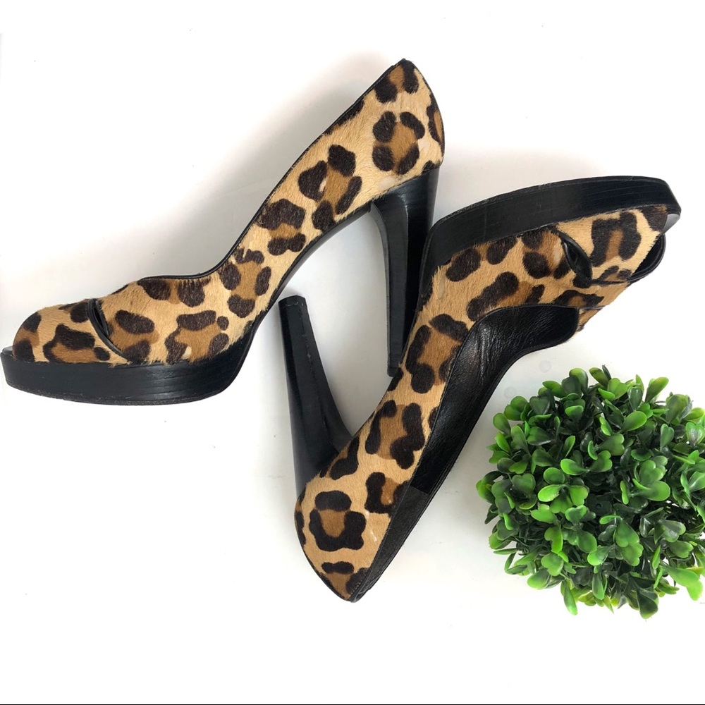 Stuart Weitzman platform, calf hair, heels